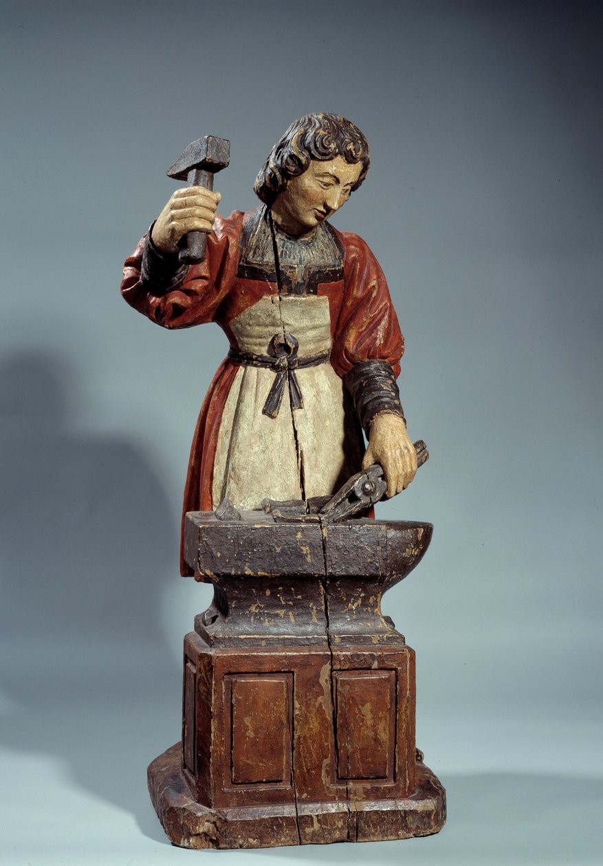 Saint Crepin Patron av skomakere. Anonym skulptur polykrom tre av Unknown artist