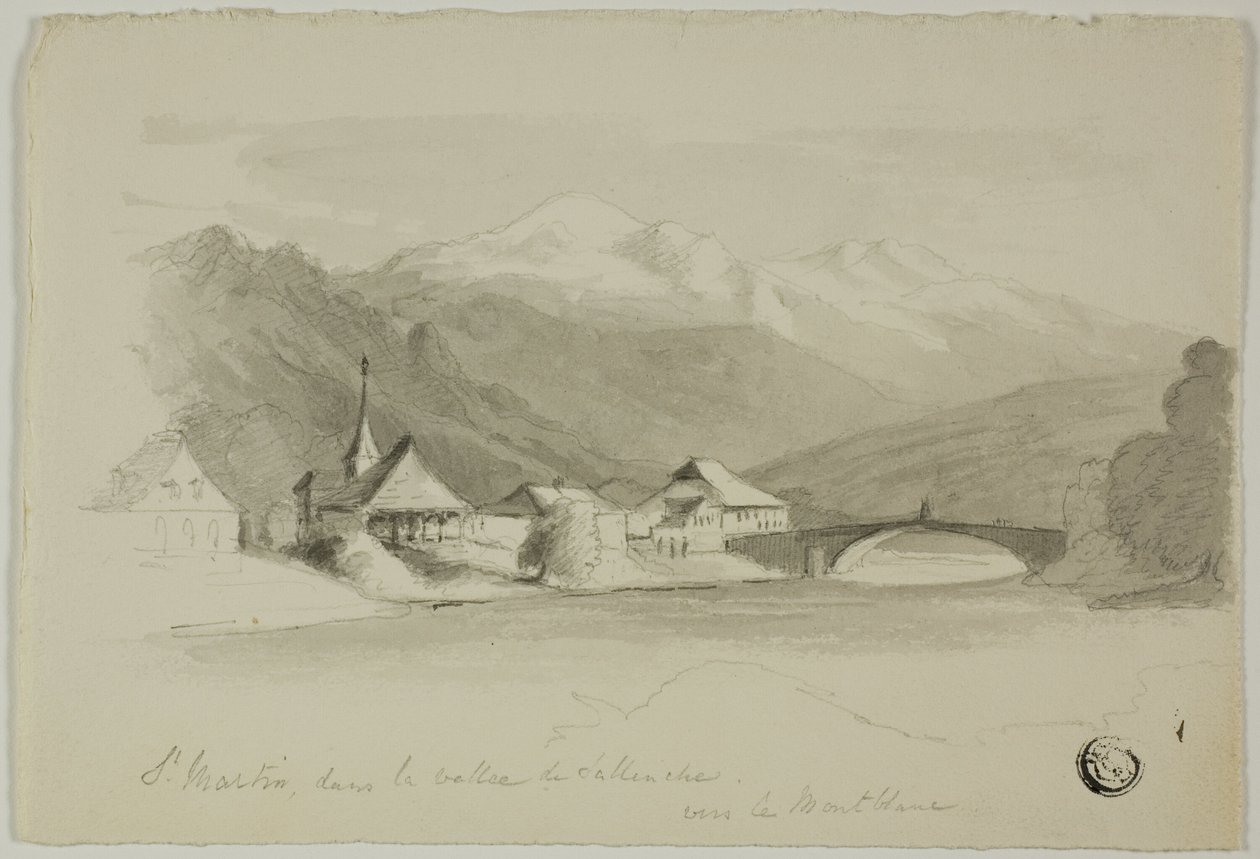 Saint Martin, i Sallenche-dalen, ser mot Mont Blanc av Unknown artist