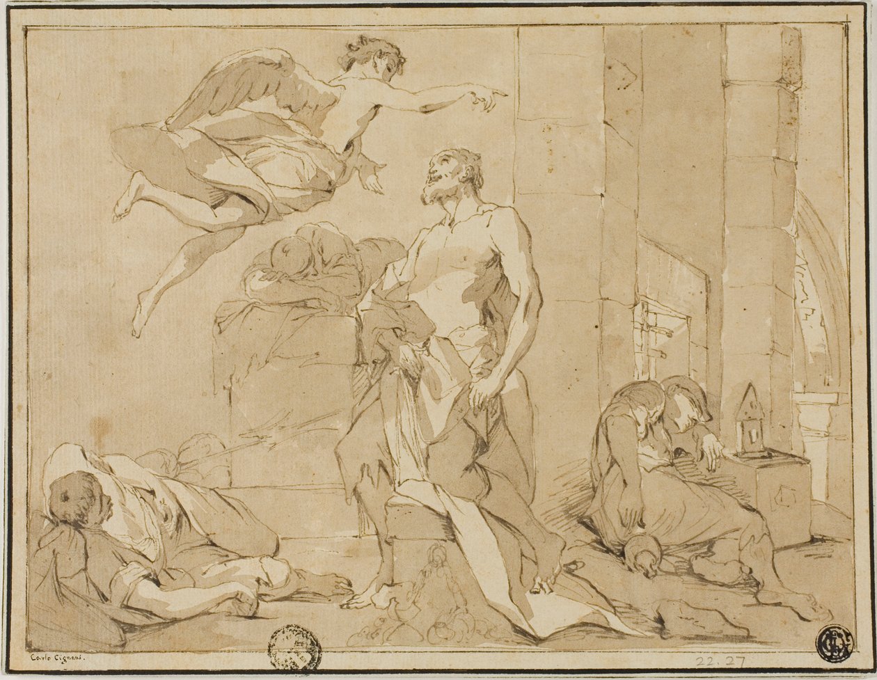 Saint Paul reddet fra fengselet av en engel av Unknown artist