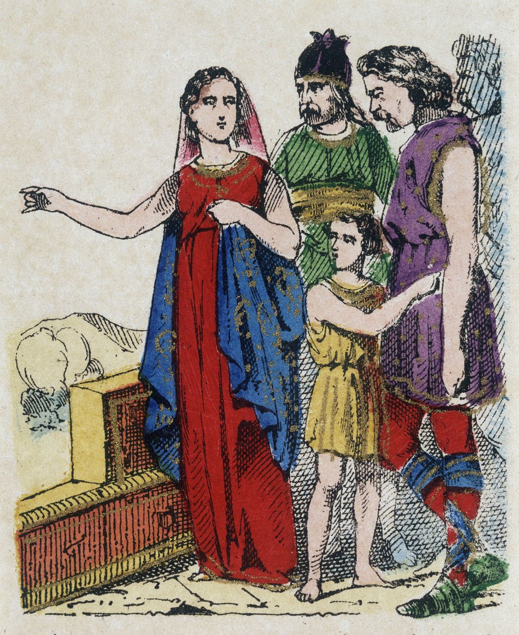 Sainte Genevieve (422-502), skytshelgen for Paris, frarådet parisere fra å forlate byen deres, som ble truet i 451 av Attila, hunernes konge. av Unknown artist