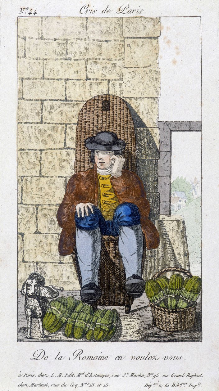 Salatselger - i “” Cris de Paris””, deb. 1800-tallet av Unknown artist