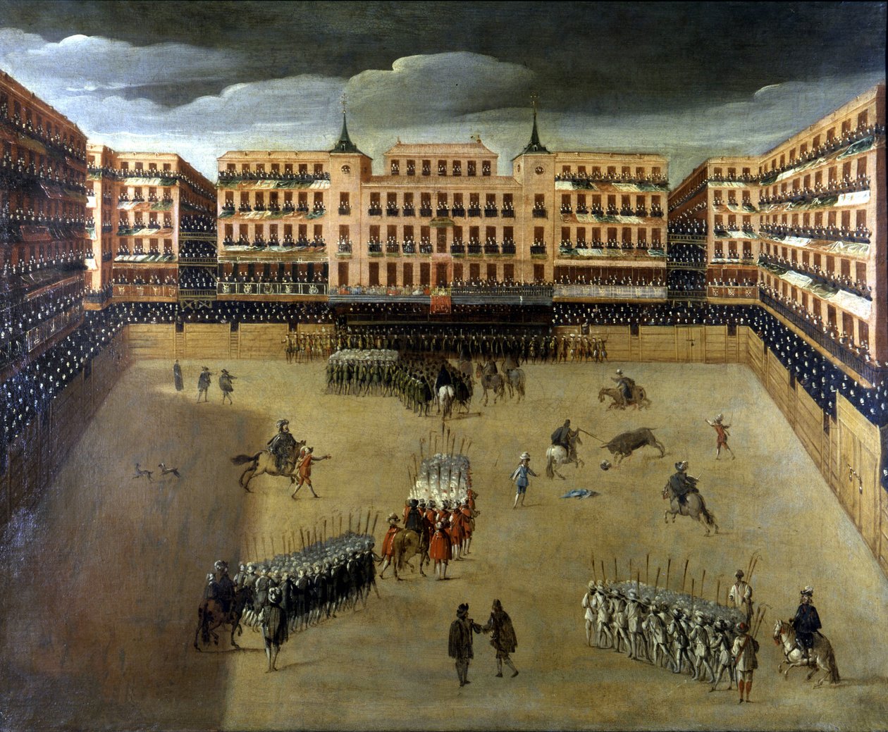 Scene av Corrida i Madrid, olje på lerret av Unknown artist