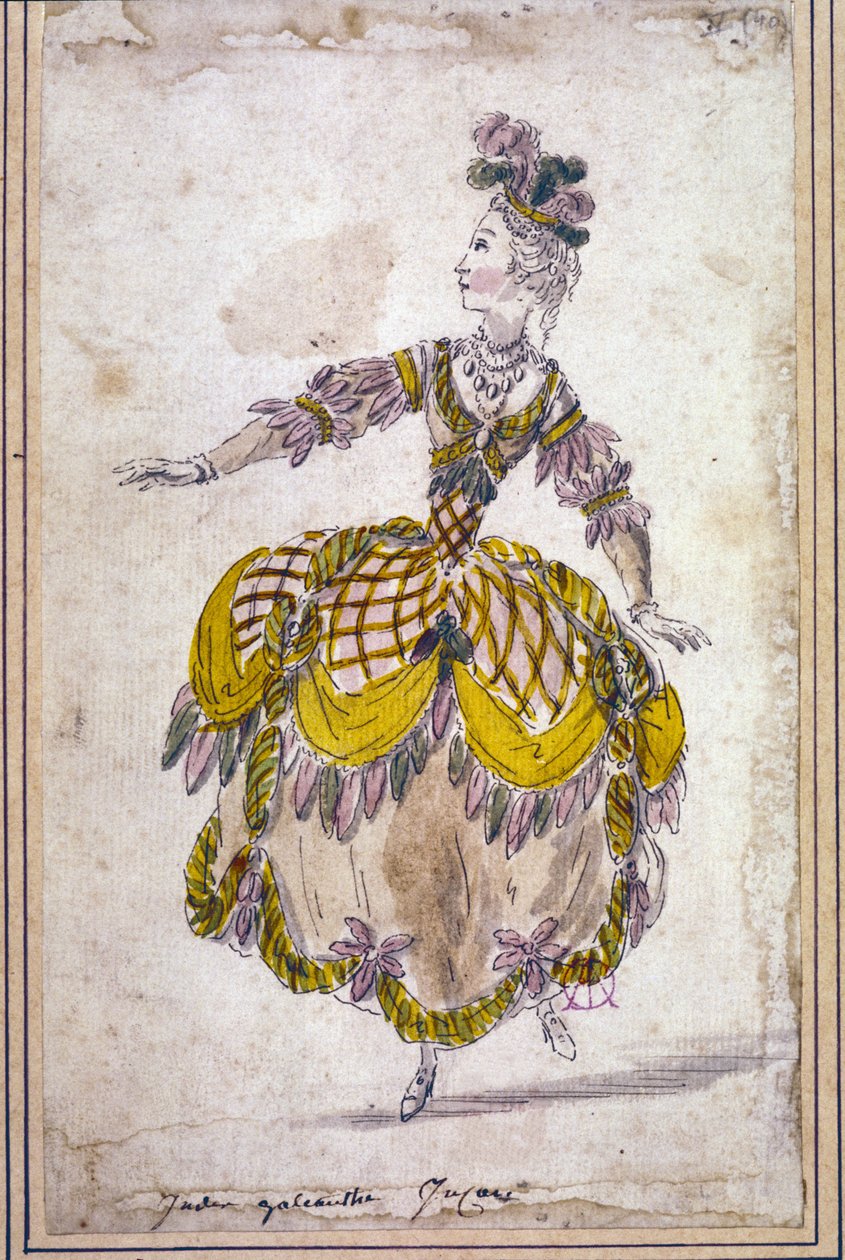 Scenografi: kostymetegning til operaballetten «Les Indes galantes»» av Jean Philippe (Jean-Philippe) Rameau (1683-1764) 1761. Akvarell. av Unknown artist