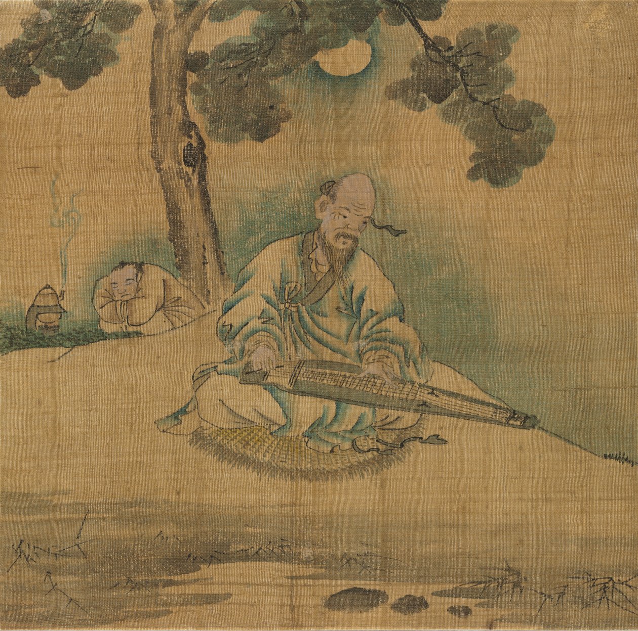 Forsker spiller en Qin av Unknown artist