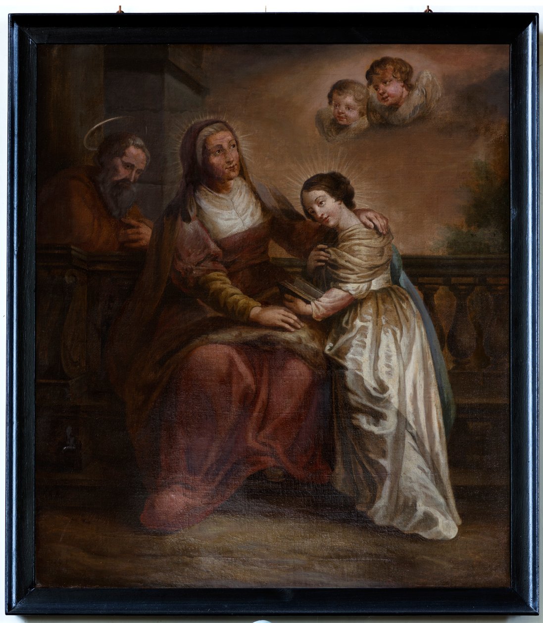 Schilderij, "Maria og foreldrene hennes" av Unknown artist
