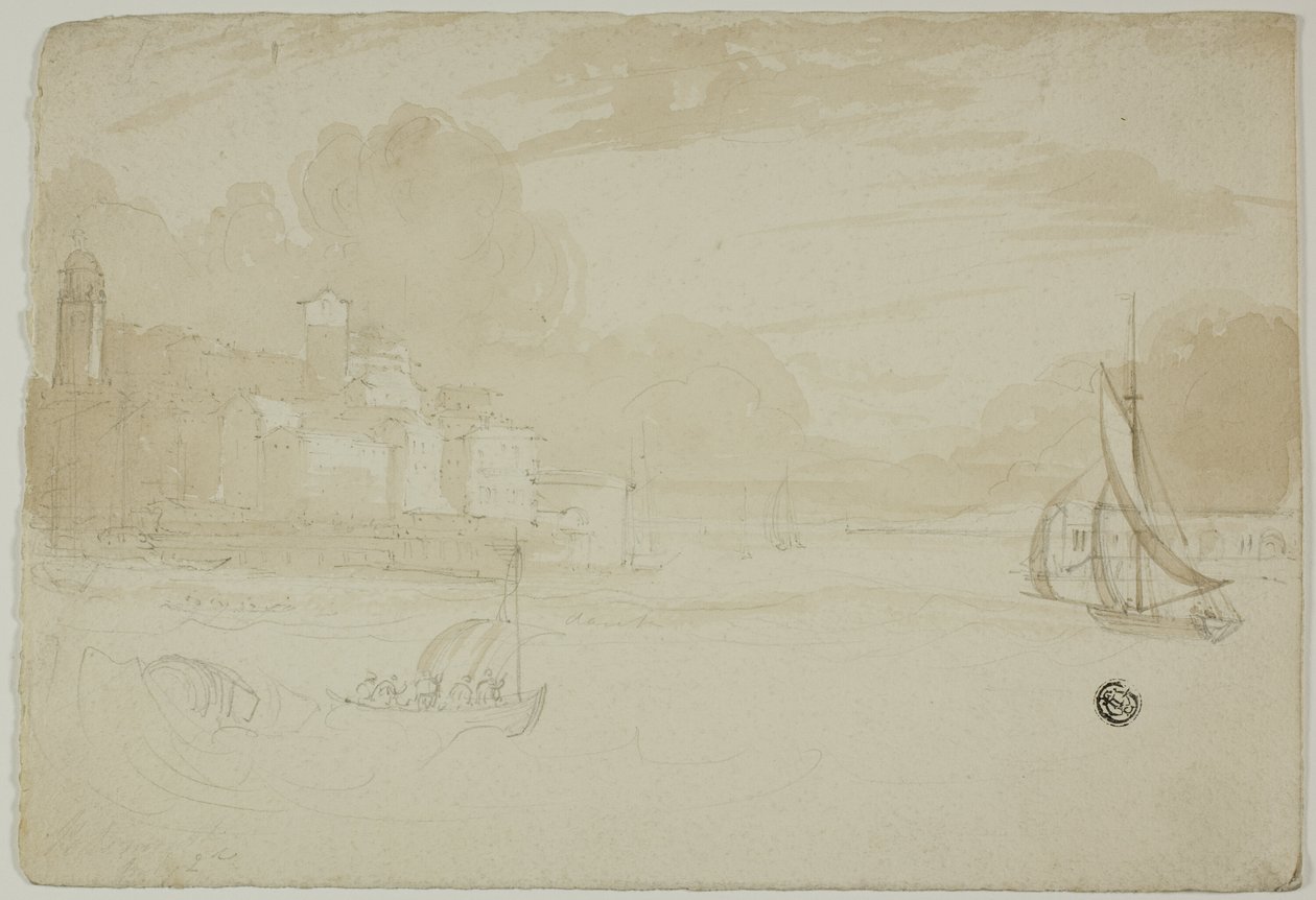 Havn med fiskebåter av Unknown artist