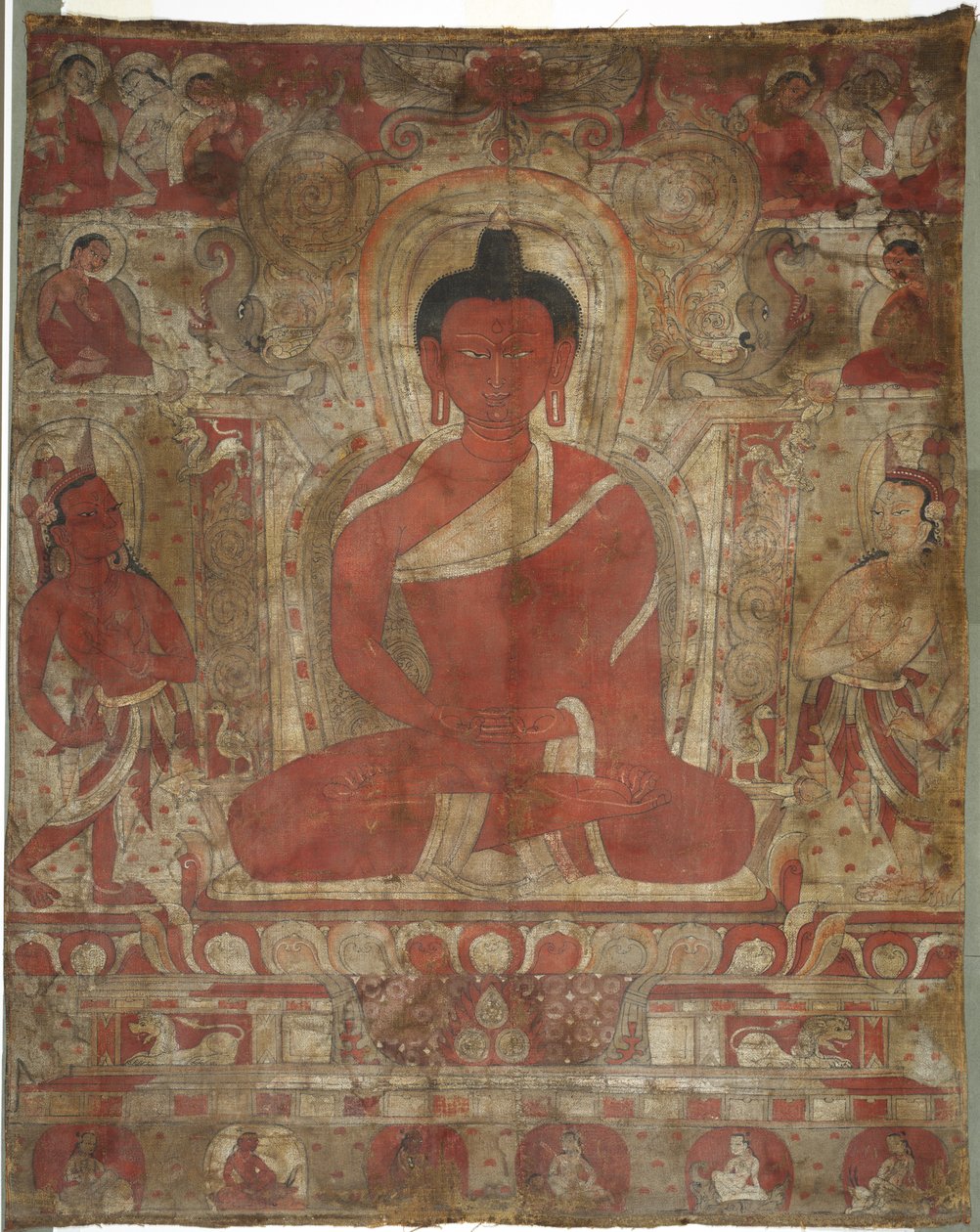 Sittende Amitabha med ledsagere av Unknown artist