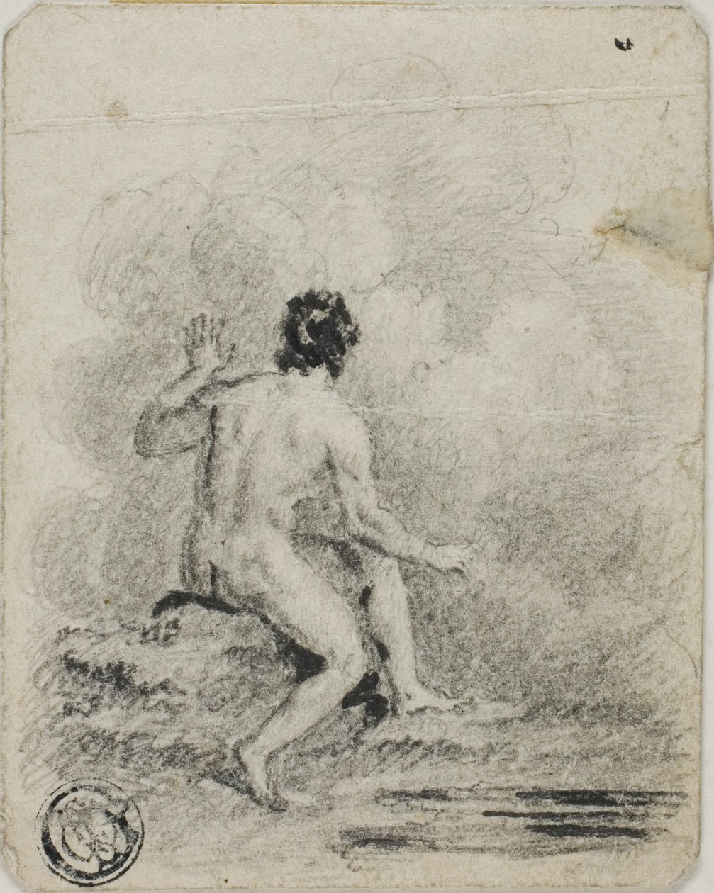 Sittende mann naken av Unknown artist