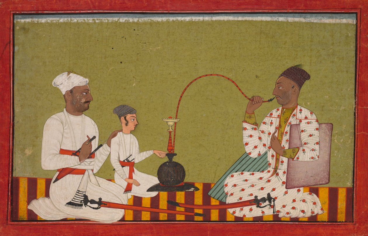 Sittende prins som røyker en vannpipe av Unknown artist