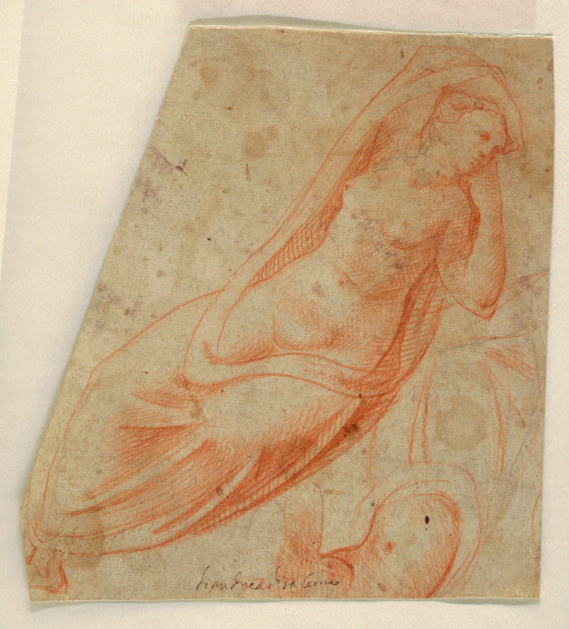 Semi-drapert kvinnefigur av Unknown artist