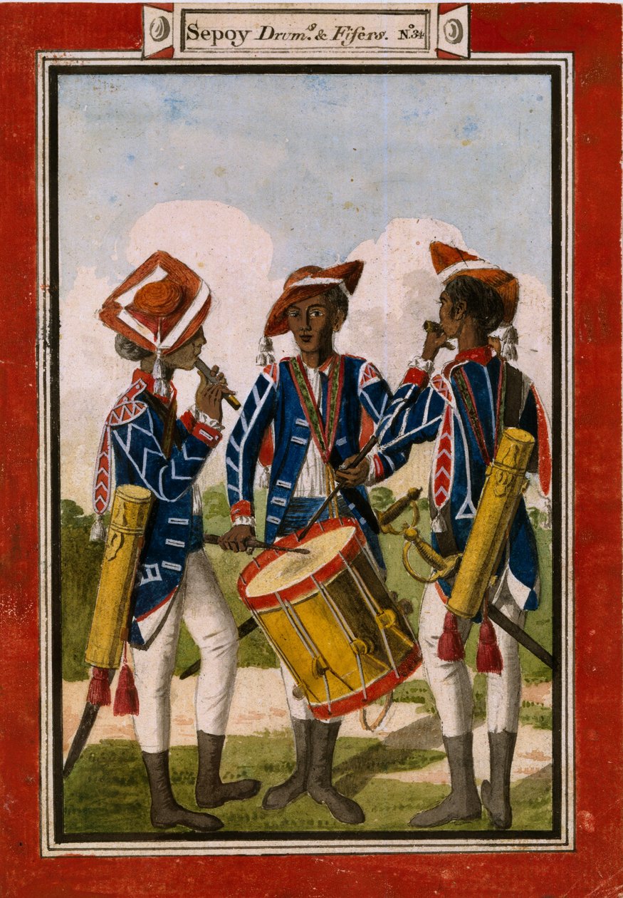 Sepoy trommer og fifers av Unknown artist