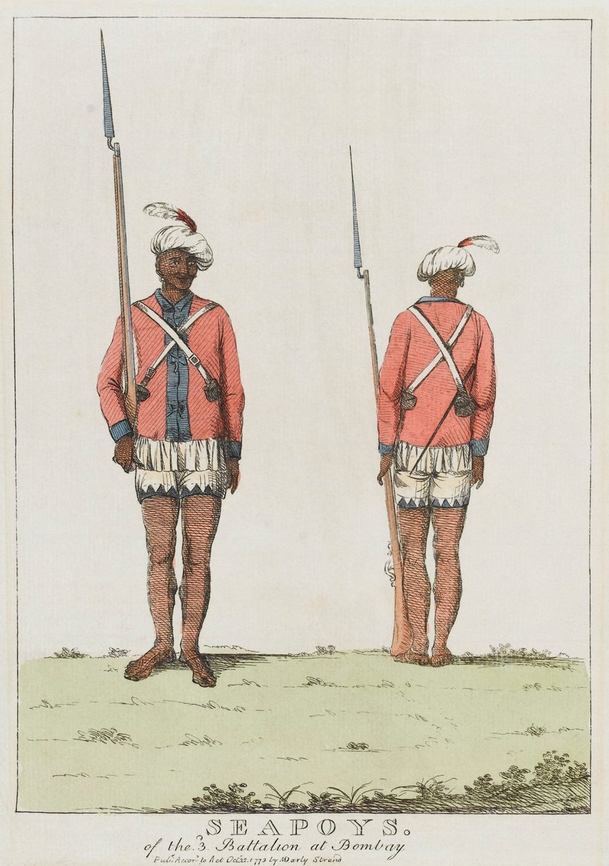 Sepoyer fra 3. bataljon i Bombay av Unknown artist