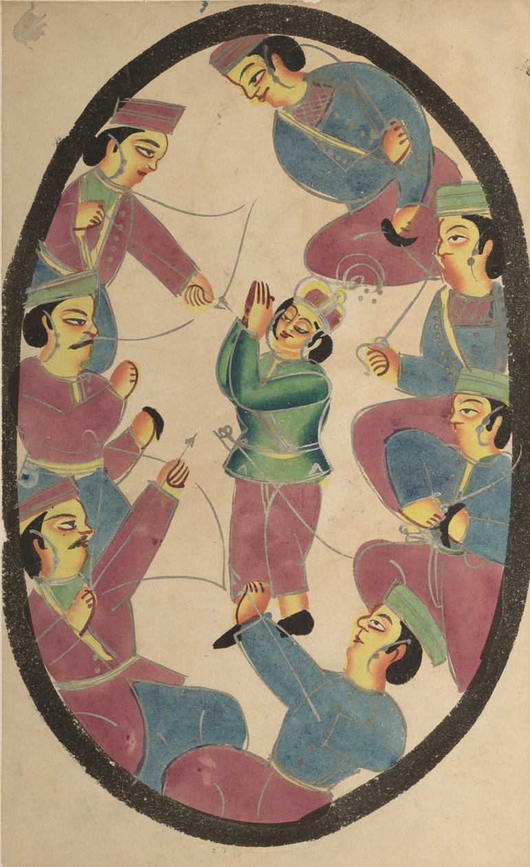 Syv helter eller krigere drepte Abhimanyu, sønn av Arjuna av Unknown artist