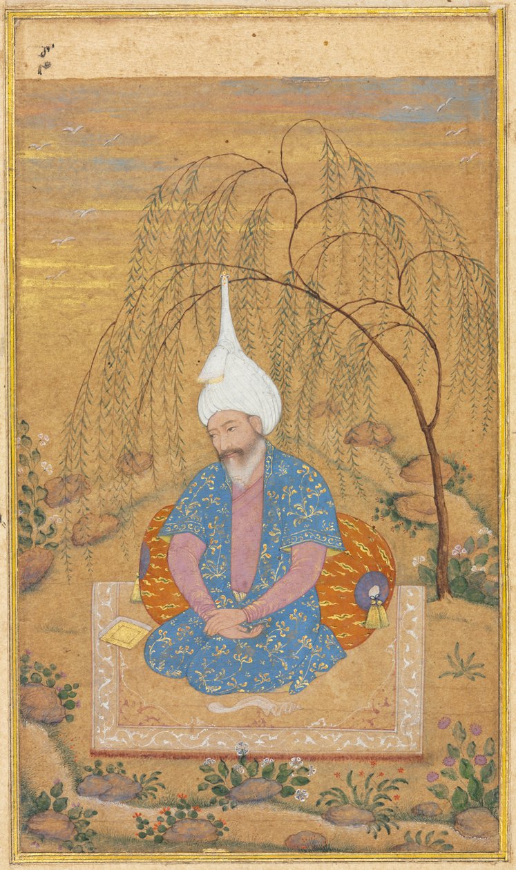 Shah Tahmasp I (1514-1576) Sittende i et landskap av Unknown artist