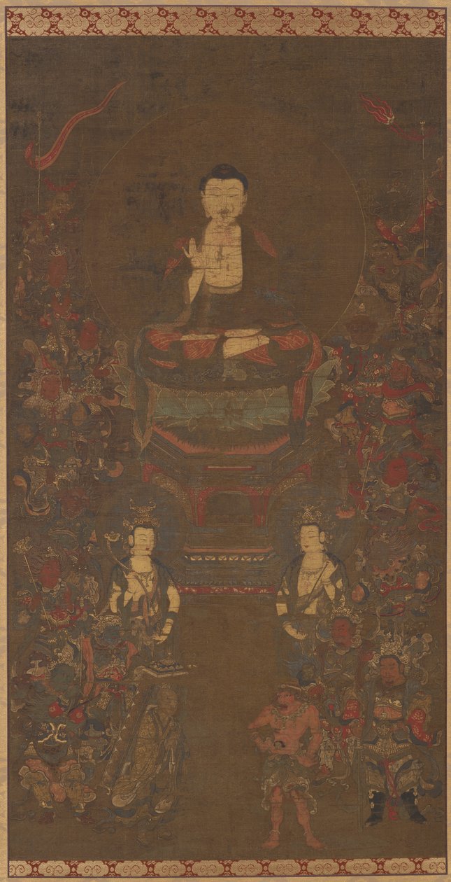 Shakyamuni med de seksten velvillige gudene av Unknown artist