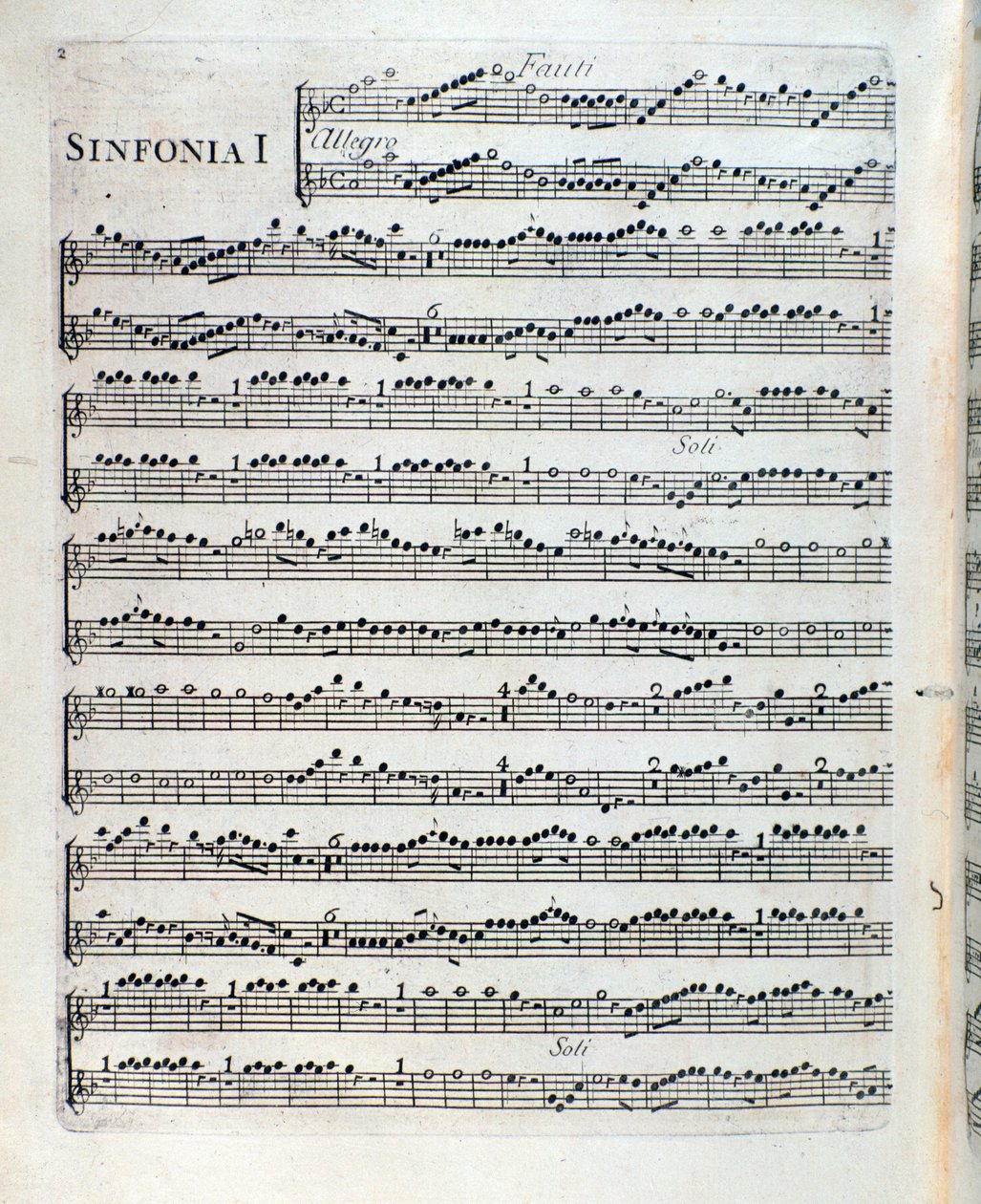 Noter for fløyte i den første symfonien til Sei sinfonie a piu strumenti op. 5 av Francois Joseph Gossec av Unknown artist