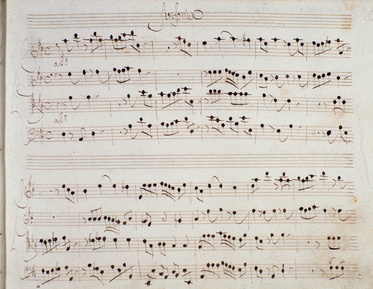 Noterside for operaen Mithridate av Giuseppe Aldrovandini (1706) av Unknown artist