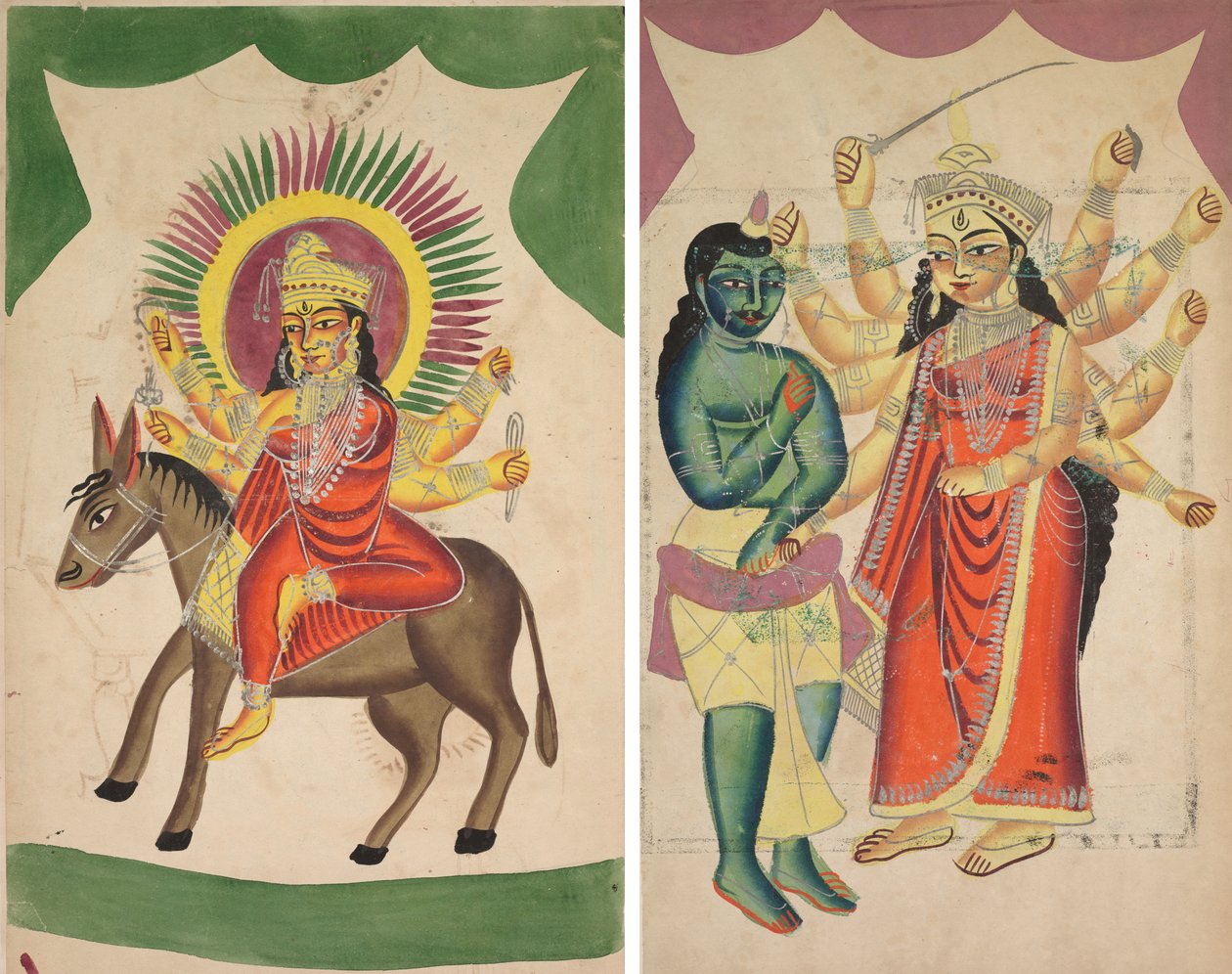 Sheetaladevi: Koppegudinnen (rekto); Durga (verso) av Unknown artist