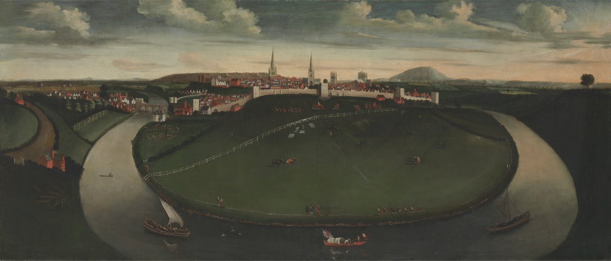 Shrewsbury og elven Severn av Unknown artist