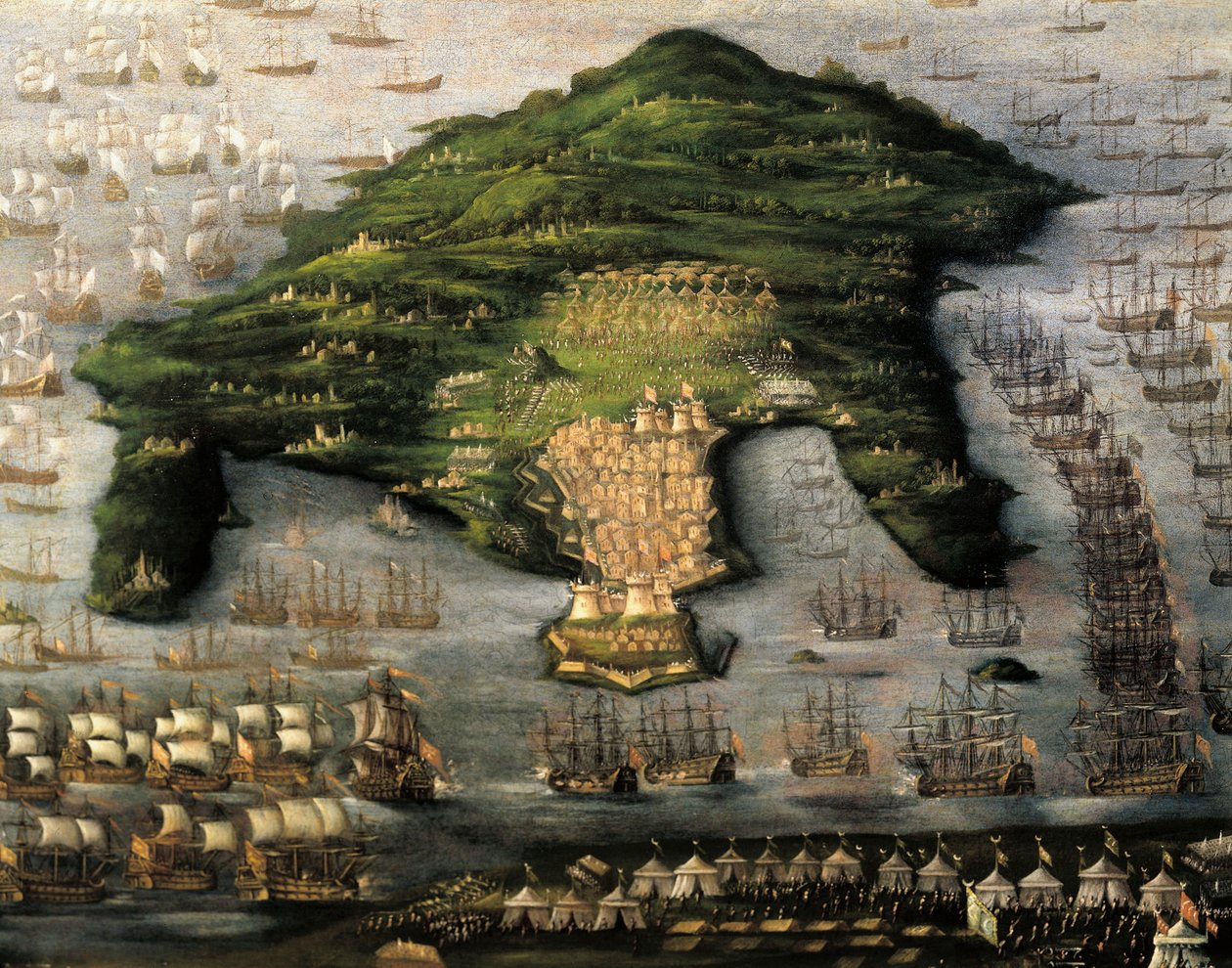 Beleiring av Korfu, Hellas, ukjent kunstner av Unknown artist