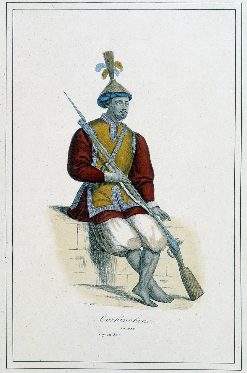 Soldat of cochinchinean armor - i "The different peoples of the earth"" av abbed Paul Jonhanneaud, Librairie des Bons livres av Unknown artist