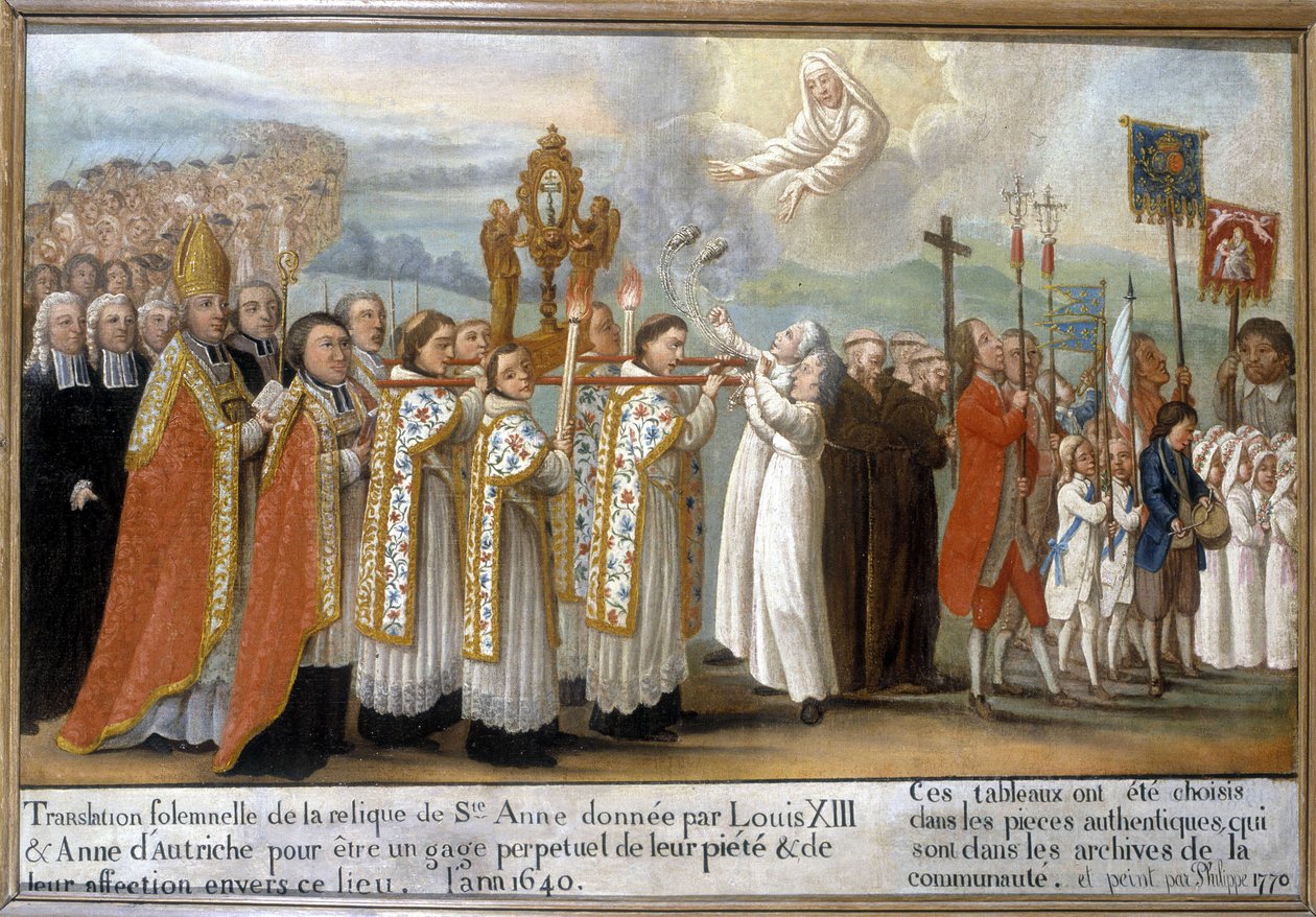 Høytidelig oversettelse av relikvien fra Saint Anne gitt av Louis XIII og Anne av Østerrike som et evig løfte om deres fromhet og hengivenhet til dette stedet, i år 1640 - Ex-Voto of Sainte-Anne d