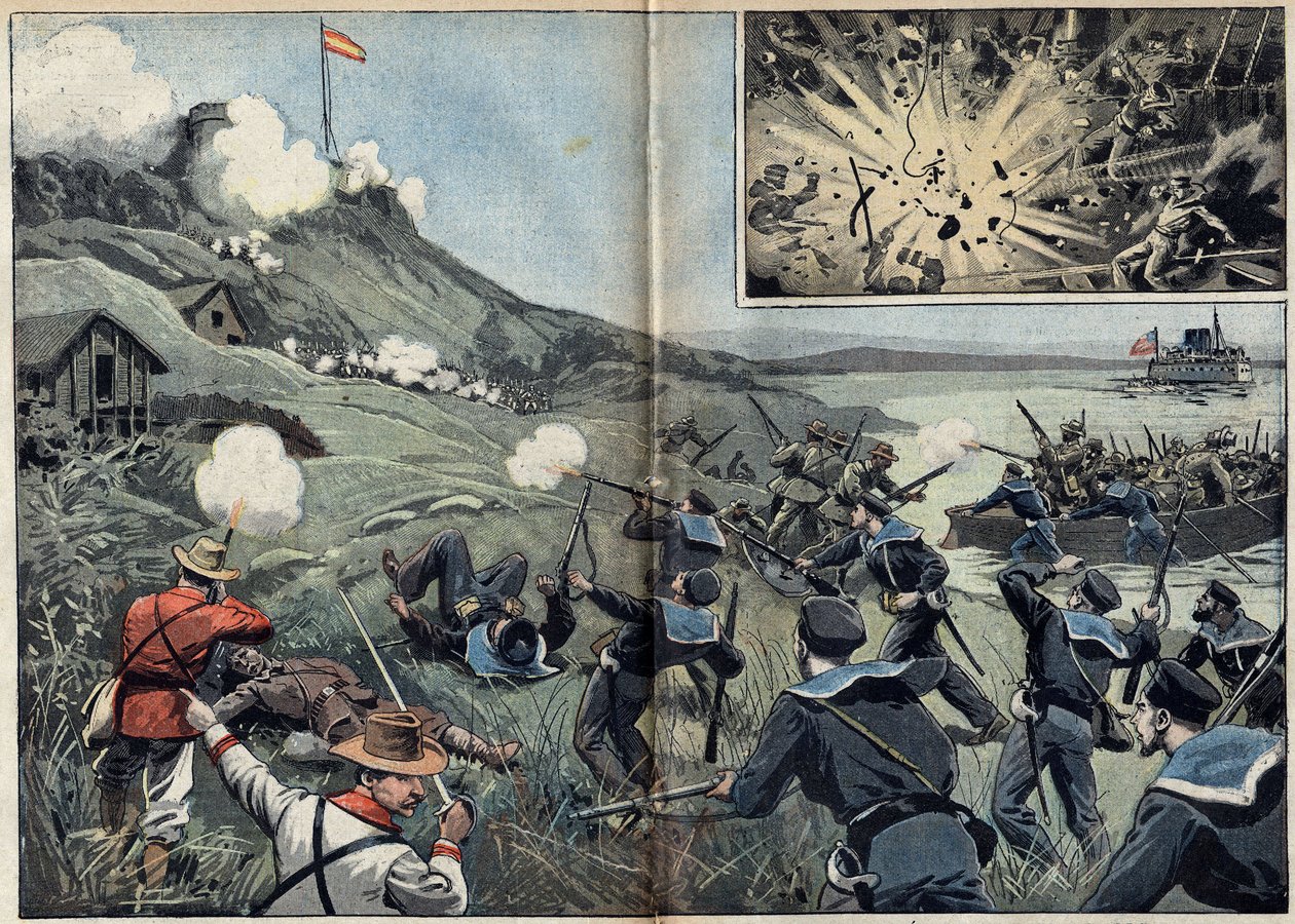 Spansk-amerikansk krig eller cubansk uavhengighetskrig (1868-1898) mellom Spania og Nord-Amerika av Unknown artist