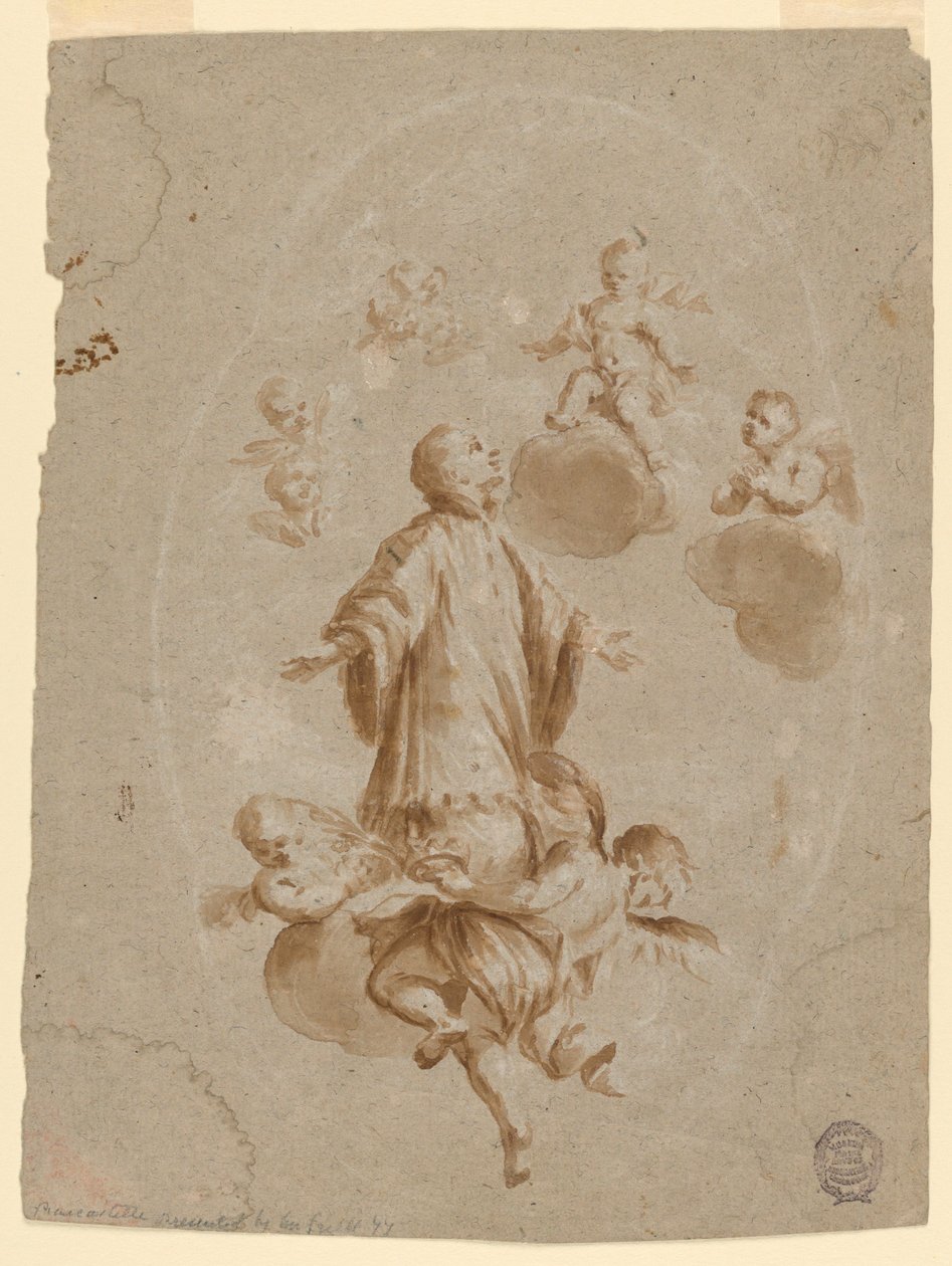 St. Aloysius Gonzaga blir mottatt i himmelen av Kristusbarnet av Unknown artist