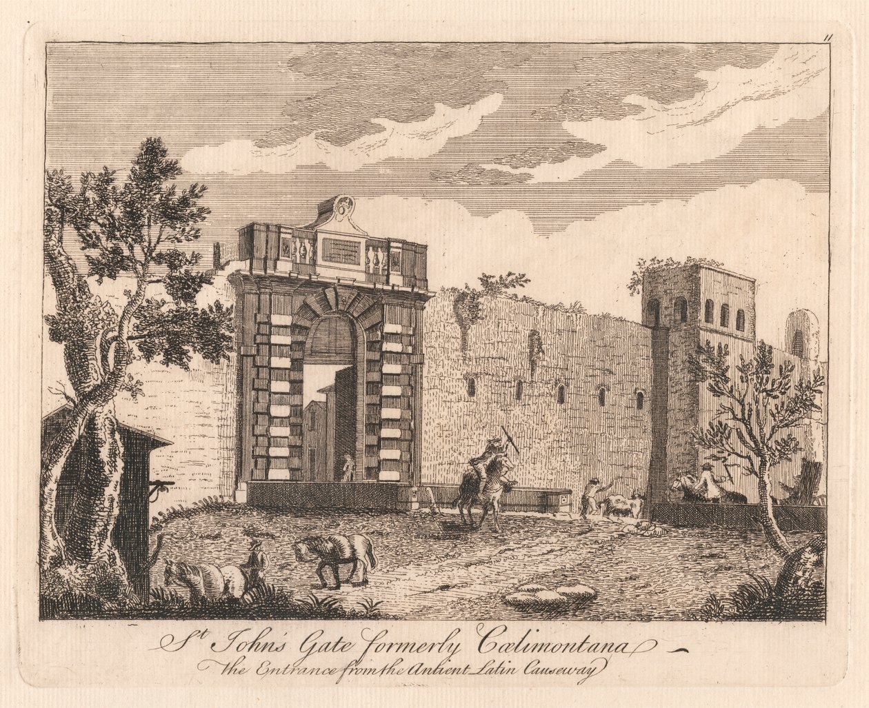 St. John's Gate tidligere Caelmontana, The Entrance from the Antient latin Causeway av Unknown artist