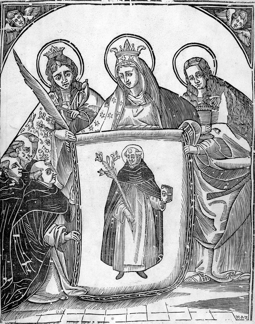 St. Thomas Aquinas omgitt av helgener. av Unknown artist