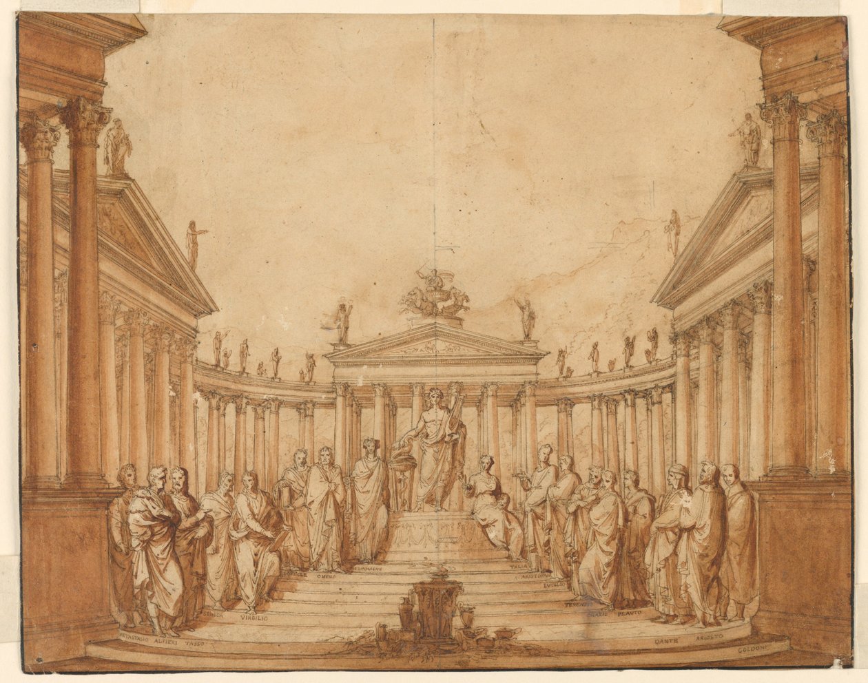 Scenedesign, Apollo med kjente menn og muser av Unknown artist
