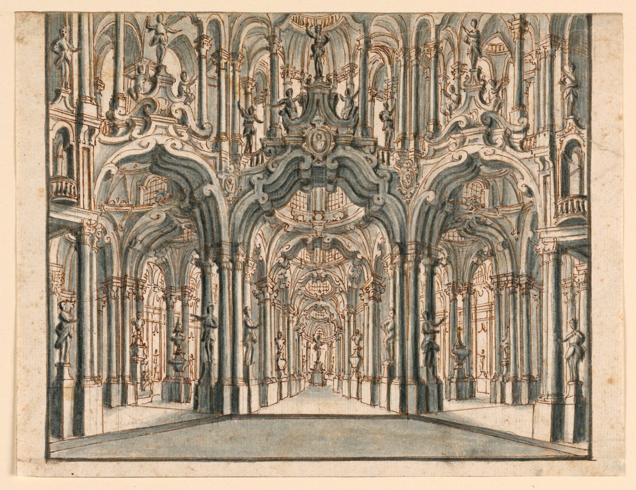 Scenedesign, Arcaded Palace Hall av Unknown artist