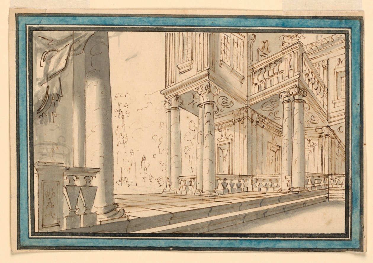 Scenedesign: Atrium av en villa av Unknown artist