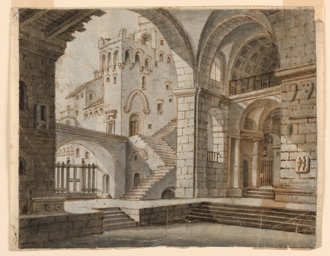 Scenedesign: Court in Gothic Castle av Unknown artist