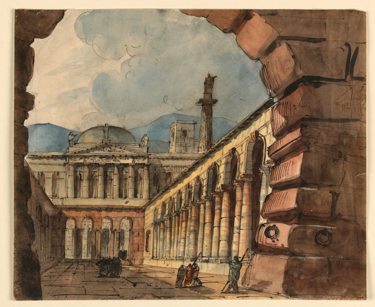 Scenedesign, utsiden av palasset av Unknown artist