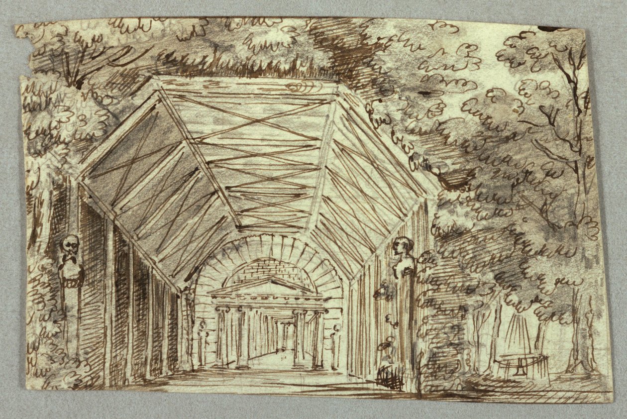Scenedesign, hagepaviljong av Unknown artist