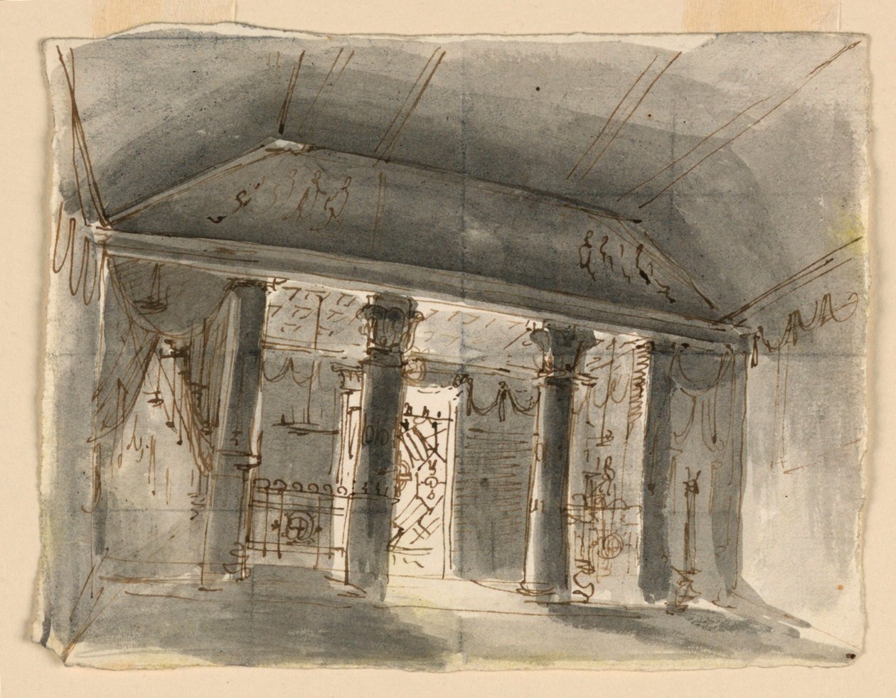 Scenedesign, interiør av kapell av Unknown artist