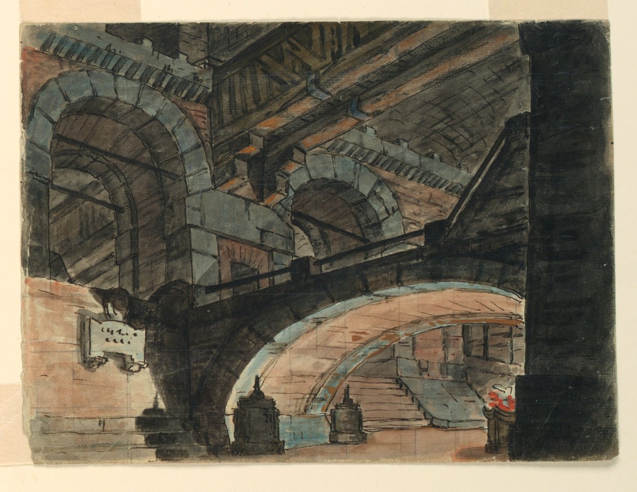 Scenedesign, interiør i et fengsel av Unknown artist