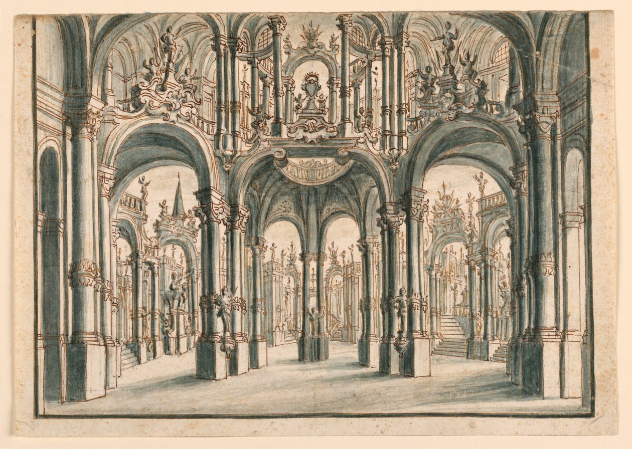 Scenedesign, Open Palace Court av Unknown artist