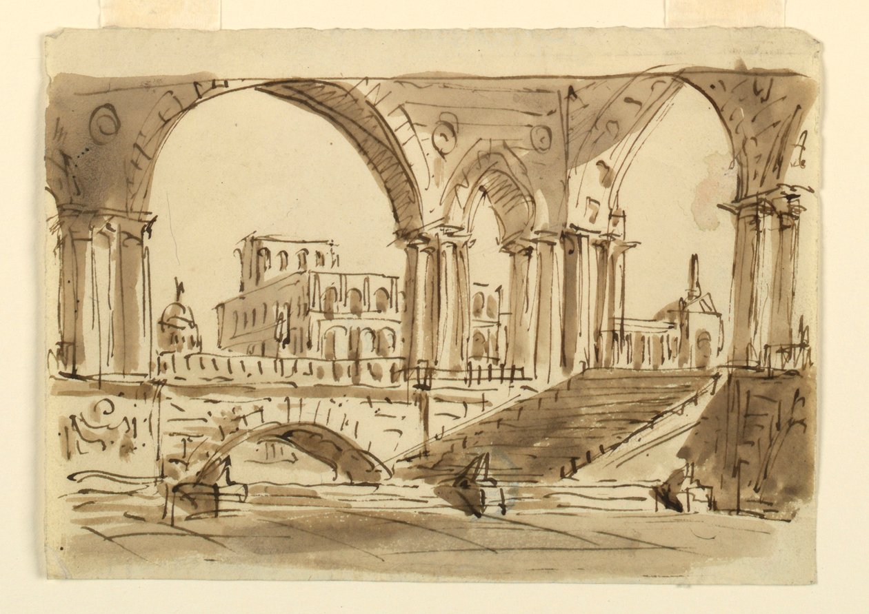 Scenedesign, Portico og Trapper av Unknown artist
