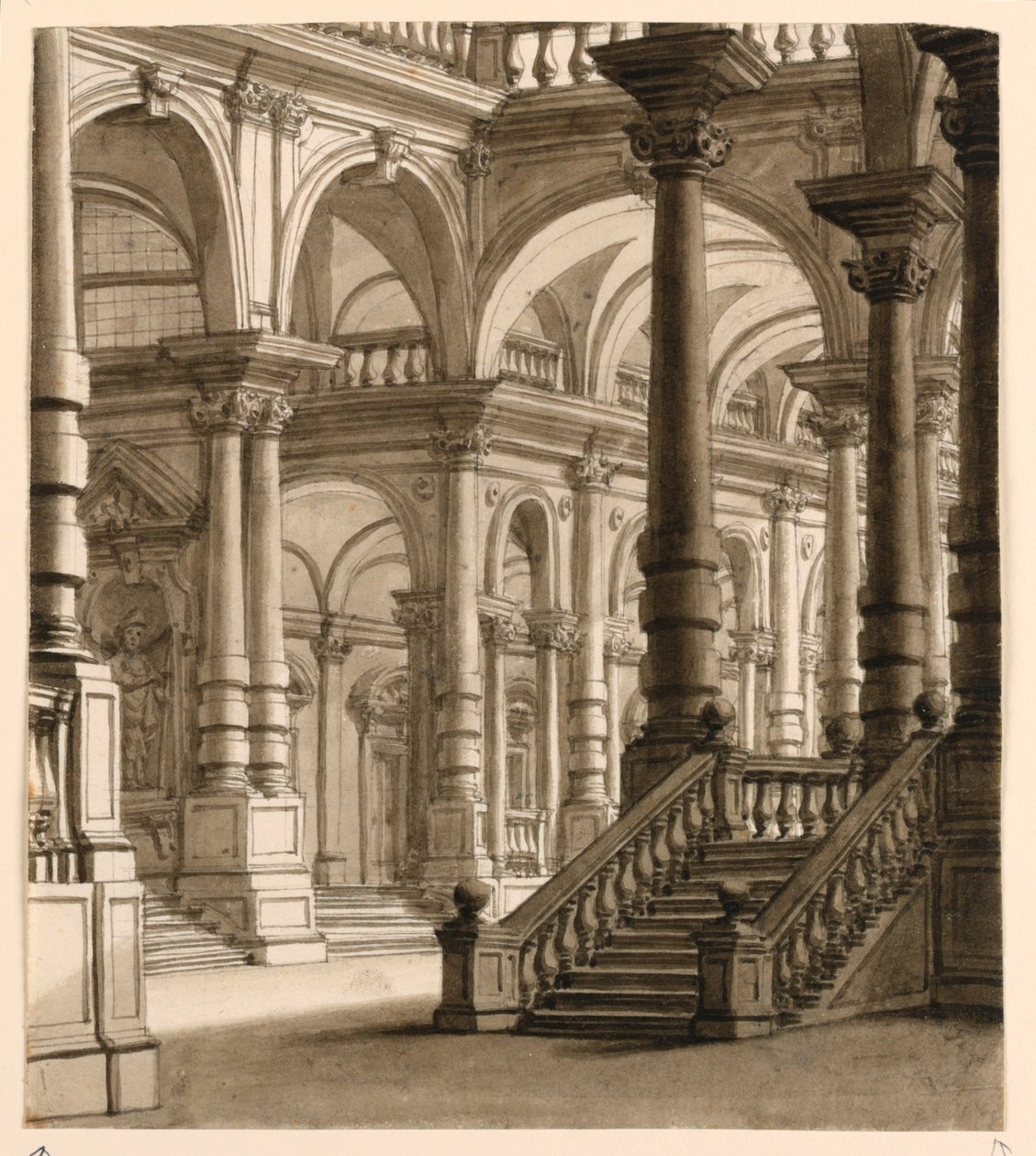 Scenedesign, Portico med trapp av Unknown artist
