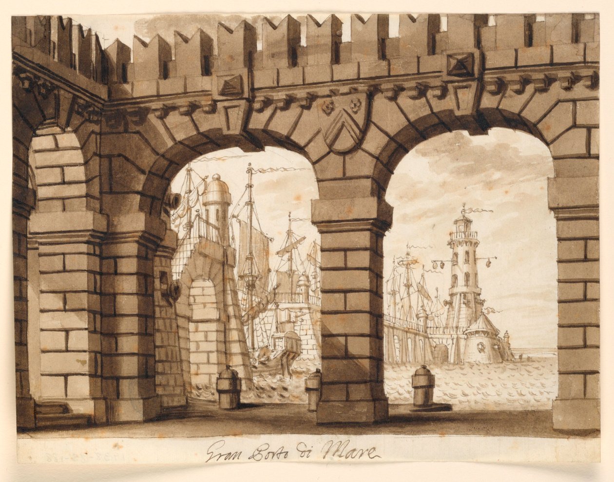 Scenedesign, Seaport av Unknown artist