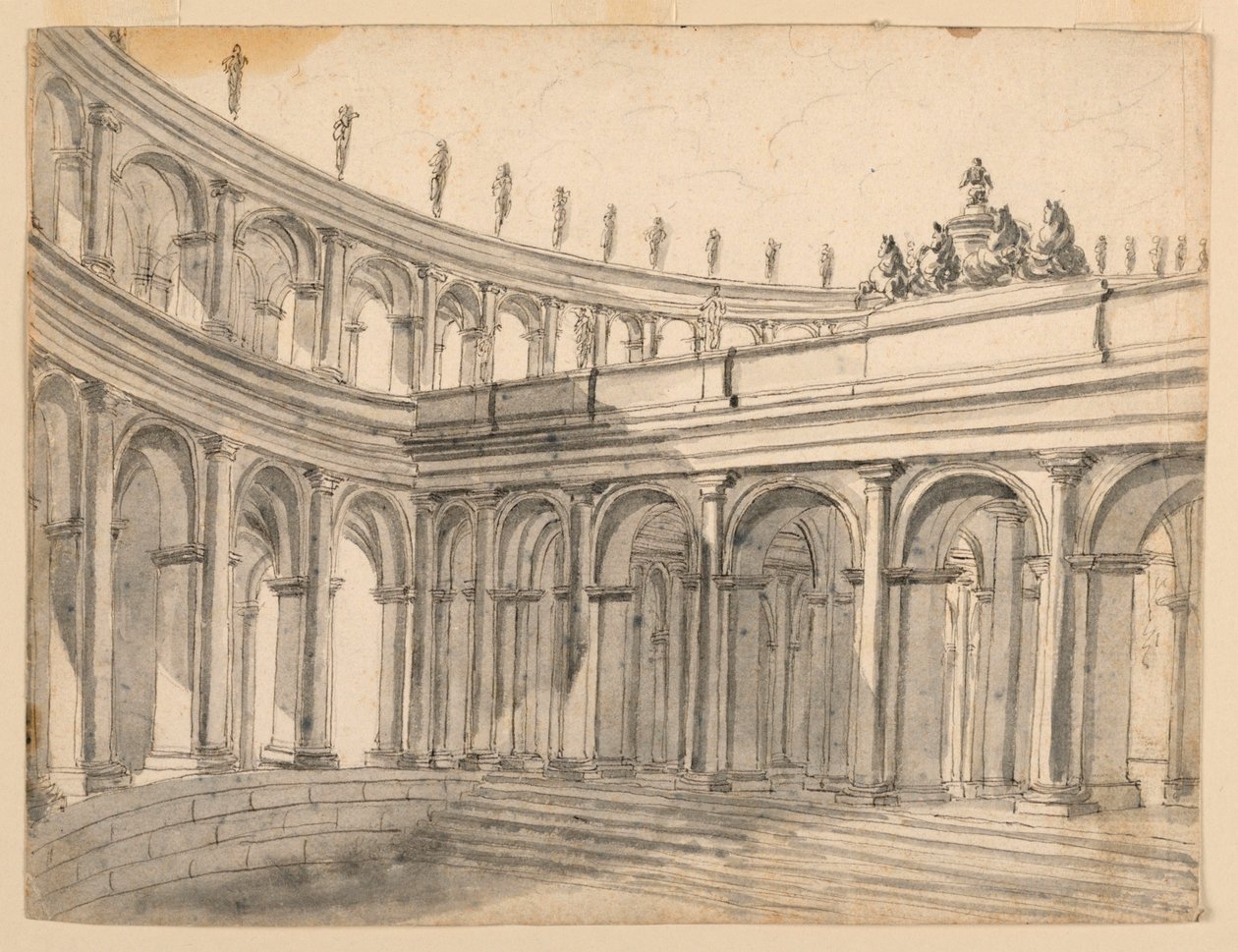 Scenedesign av et atrium av Unknown artist
