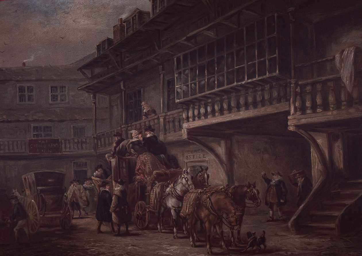 Stagecoach Inn (farge litho) av Unknown artist