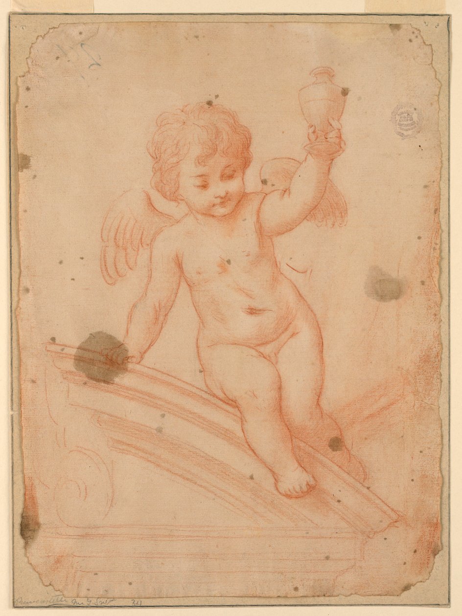 Studie av engel med vase av Unknown artist