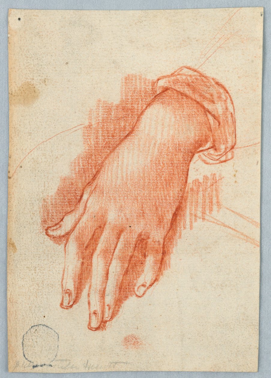 Studie av venstre hånd til en kvinne av Unknown artist
