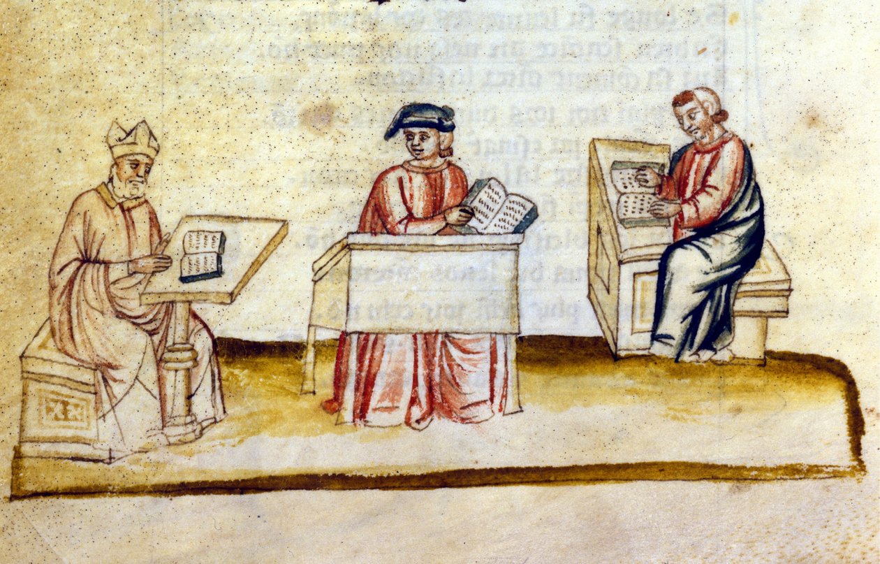 Studierom i et kloster. 1300-tallet. Bibl. Nazionale Marciana, Venezia. av Unknown artist