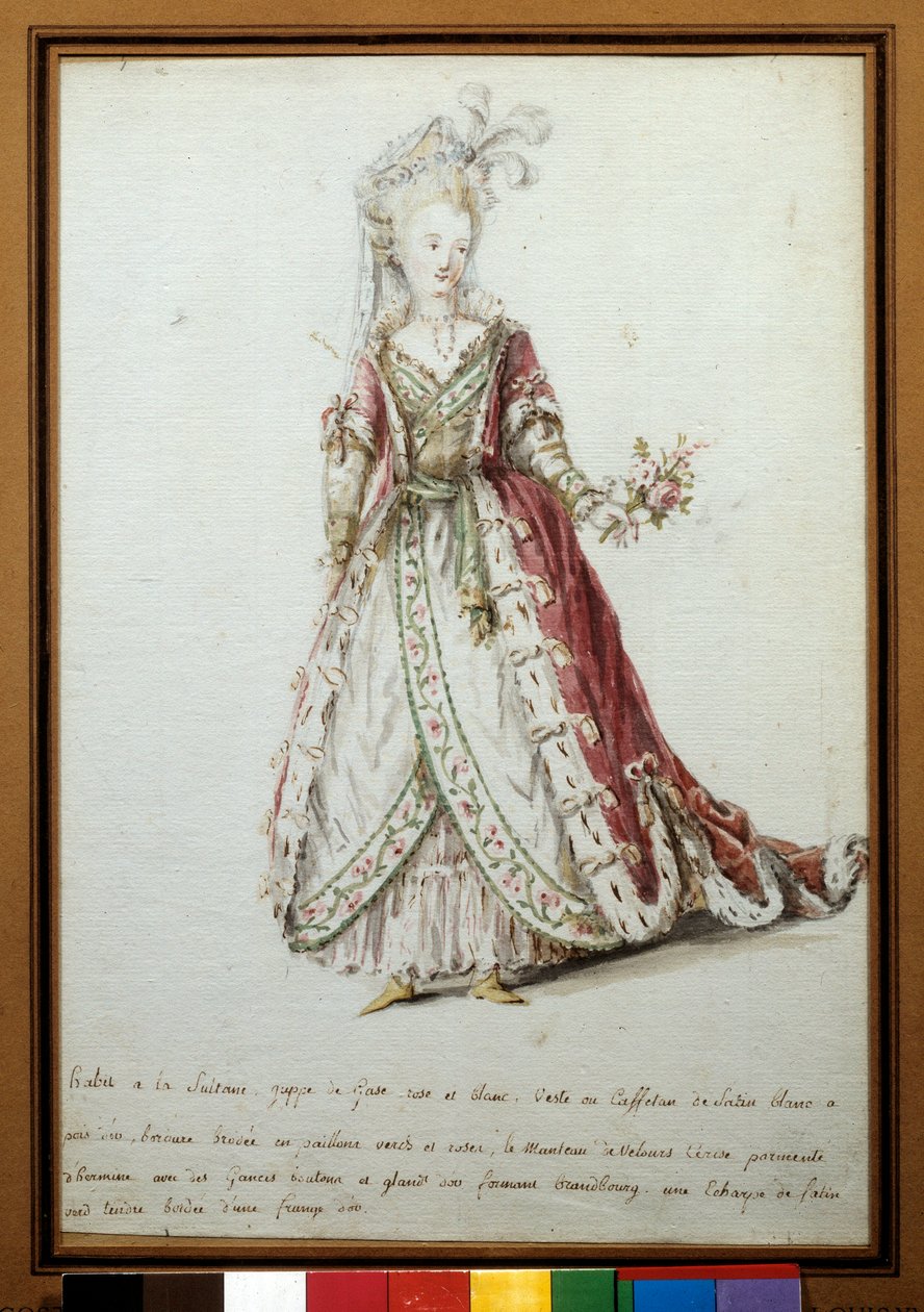 Sultan kostyme. 1700-talls akvarell. Paris, dekorativ kunst av Unknown artist