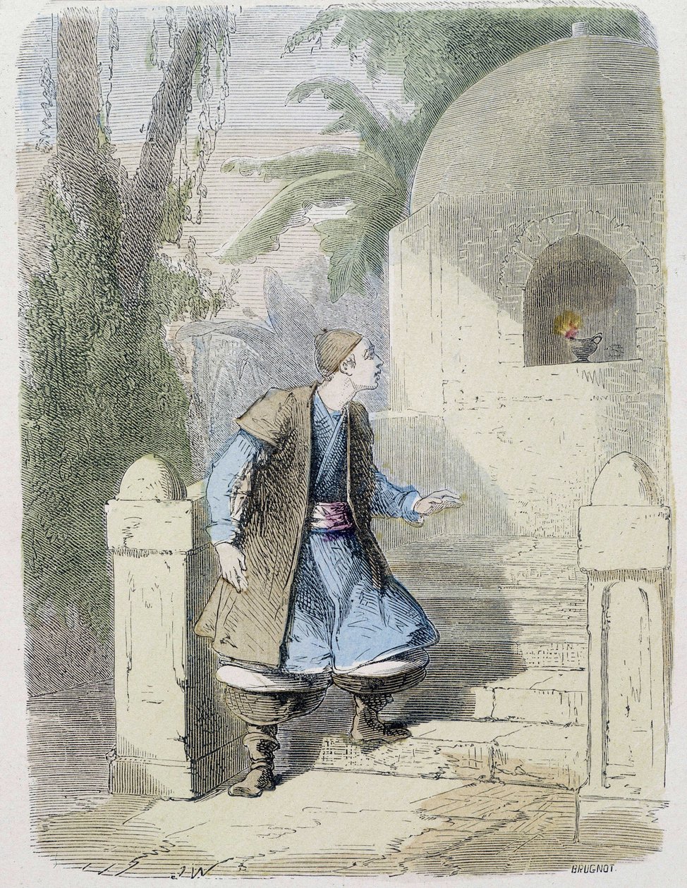 Fortelling: Aladdin tar lampen i nisjen - i "" The Thousand and One Night"", red. Emile Guérin, fortalt av Md Boudet, Paris, n.d. av Unknown artist