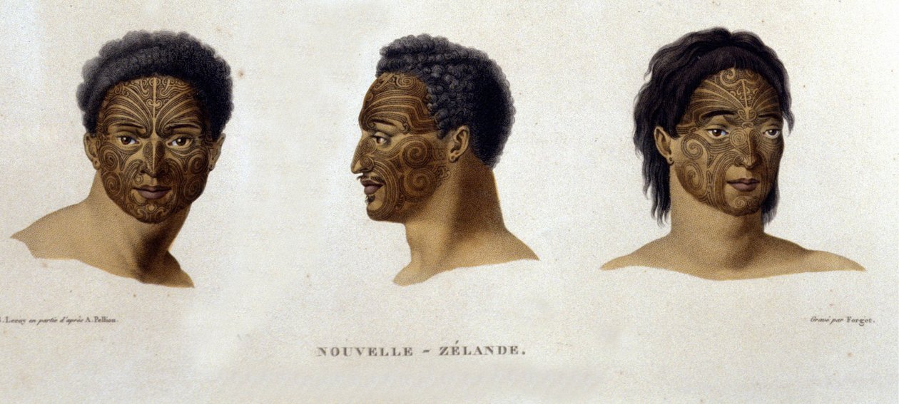 Tatoveringer av en innfødt fra New Zealand. av Unknown artist
